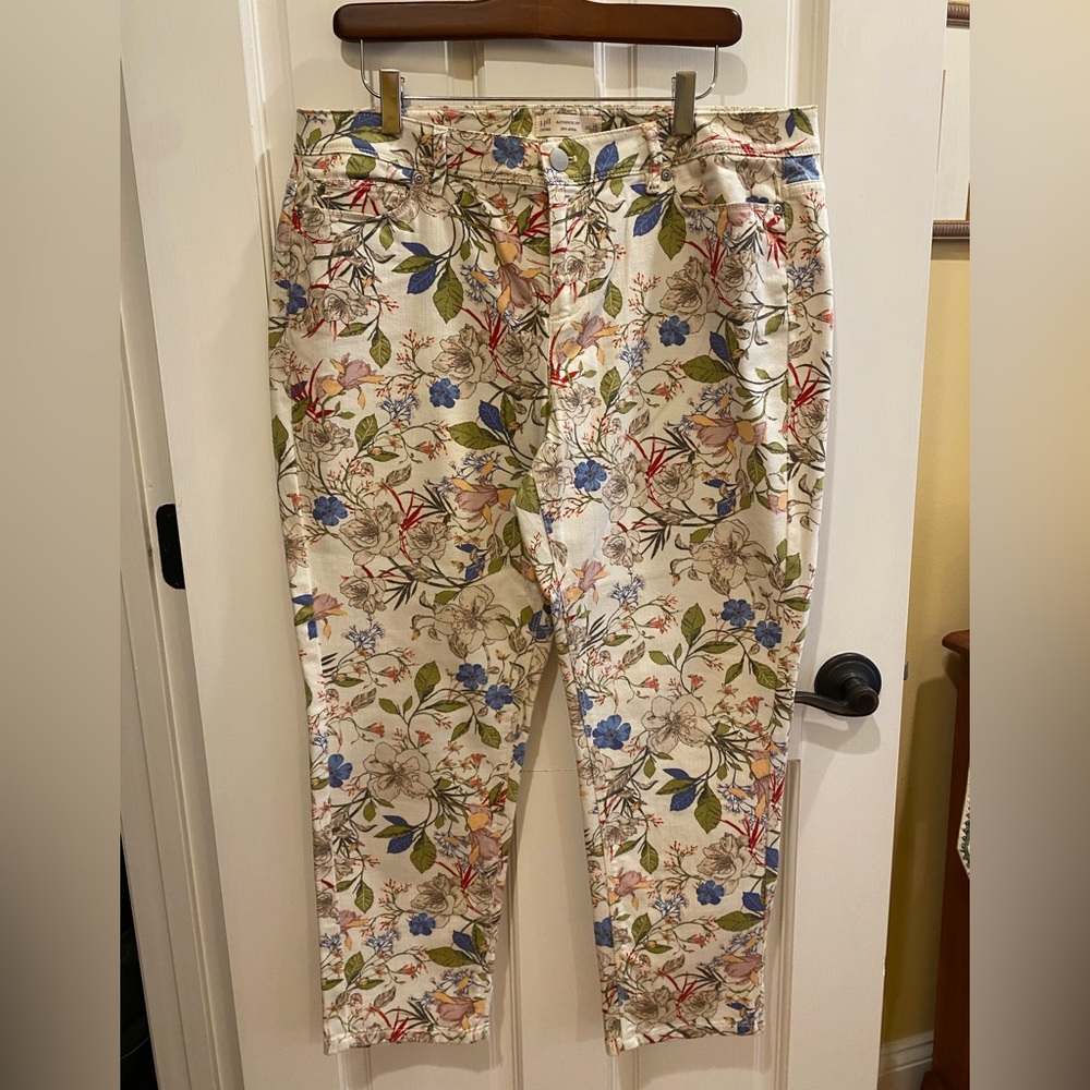 J.Jill floral print demin pants, slim fit, 14P